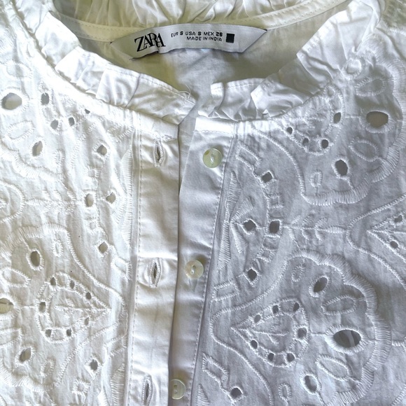 Zara Tops Zara Flutter Sleeve White Button Down Shirt Poshmark